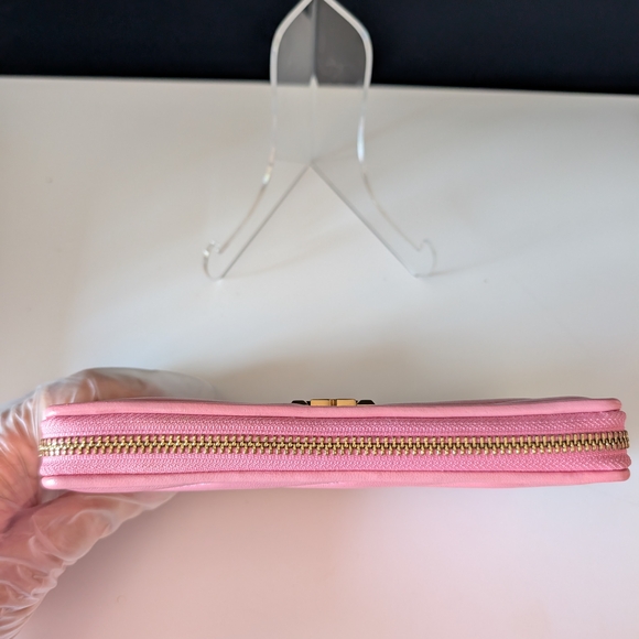 NWOT Tory Burch Kira Chevron Pink Leather  Zippy Wallet - Picture 4 of 11